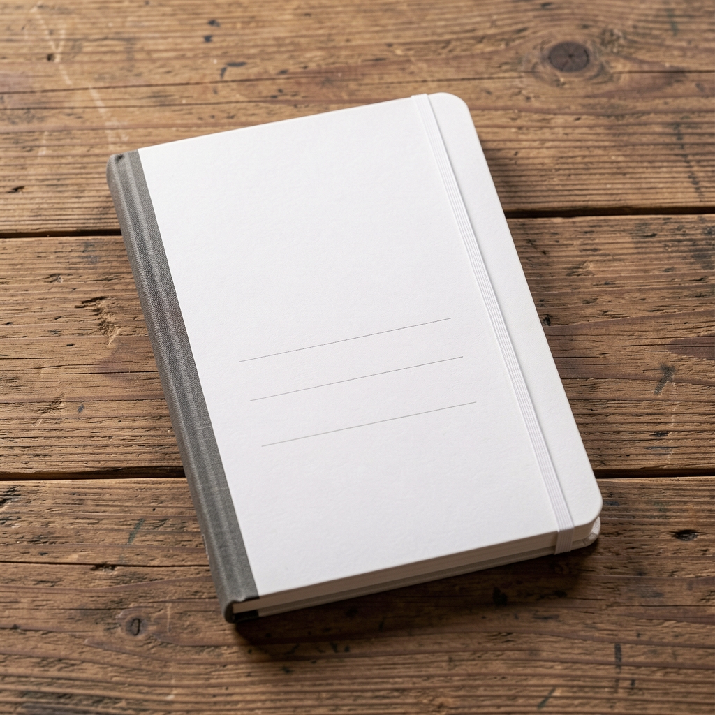 Notizbuch und Rezeptkarte auf Holzuntergrund, redaktionelle Küchennotizen